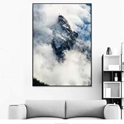 Paredes Modulares Arte de la pared Pintura en lienzo Impresiones Peak Mountain Cloud Posters Decoración Imágenes para la sala de estar moderna Imágenes modulares 50x70cm Sin marco