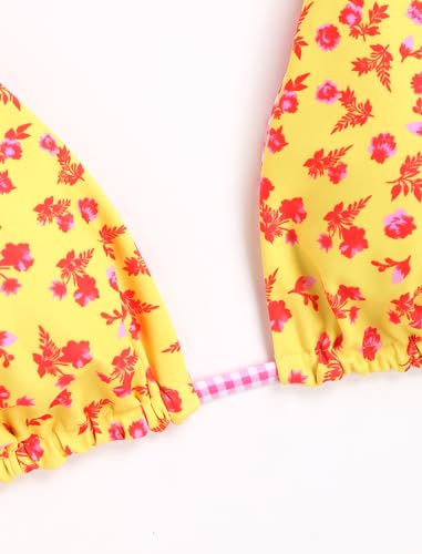 Image of ZAFUL Women's Triangle Bikini Floral String Bikini Set Two Piece Swimsuit Bathing Suits