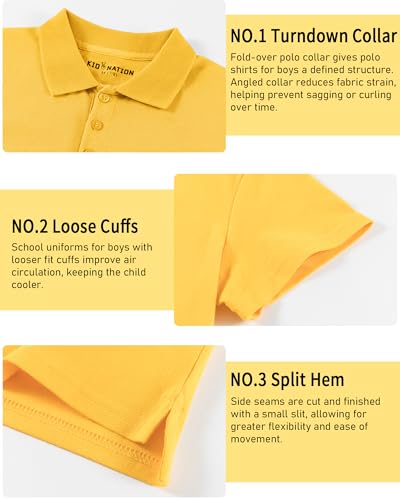 Kid Nation Boys Polo Shirts Kids School Uniform Shirts Short Sleeve Girls Collared Shirts 4-12 Years4