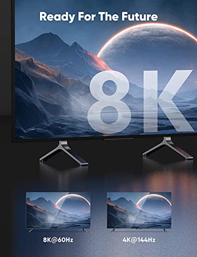 Capshi Vesa Certified Displayport Cable 1.4, 8K Dp Cable 6.6Ft (8K@60Hz, 4K@144Hz, 2K@240Hz) Hbr3 Support 32.4Gbps, Hdcp 2.2, Hdr10 Freesync G-Sync For Gaming Monitor 3090 Graphics Pc (Grey) #TOP1