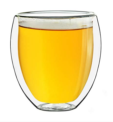 Creano Conjunto de 4 Vidrios Térmicos de Doble Pared Bellied, Gran Vidrio Borosilicato Resistente al Calor, Vidrio para Café y Té | 250ml - Imagen 6
