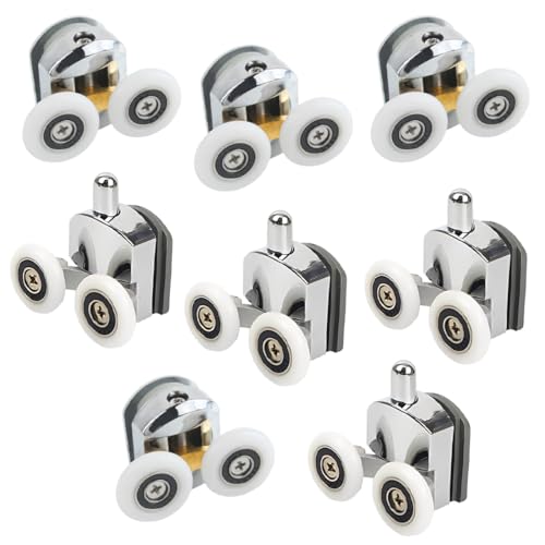 WeddHuis 8 Piezas Rodillos para Puerta de Mampara de Ducha con Puerta Corredera Rodamientos Mampara Ducha Ruedas Mamparas Ducha de Vidrio Rodillos de Ducha para Puerta de Ducha Corredera 25mm