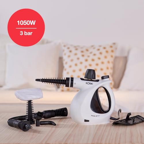 Miniatura 2 de Solac Steam Jet 2.1 - Limpiador A Vapor, Vaporeta, 1050w, 3 Bares, 30g Min, 350 Ml, Cable 3m, 9 Accesorios, Limpia Cristales, Tapicerías, Asientos De Coche, Cortinas, Baños, Cocinas, Multiusos
