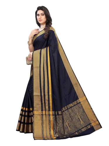Image of VJ Fashion Women Cotton Silk Saree With Blouse Piece freesize