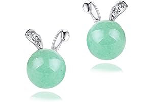 Rabbit Green Jade Butterfly Stud Earrings