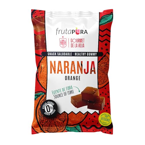 FRUTA PURA Naranja 32g - Snack saludable tipo gominola - 98% fruta real - Sin azúcares añadidos - Vegano - Sin gluten - Inspirado en la Selección Española - Natural y delicioso para llevar​