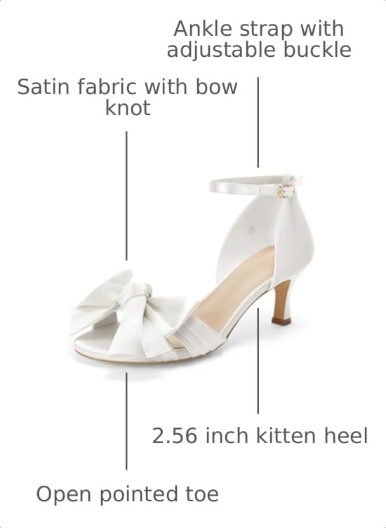 Image of Coutgo Women's Kitten Heels Bow Low Heel Sandals Open Toe Ankle Strap Party Wedding Dress Shoes