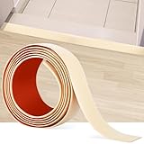 3.3Ft Floor Transition Strip Self Adhesive Vinyl Cover Floor Strip Flat Divider Transition Strip Wood Grain Design for Laminate Floor Gaps and Doorway Transitions (3.3Ft x 1.57 Inch, Beige)