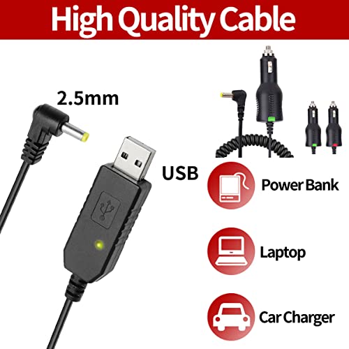 Baofeng 2.5Mm Usb And Car Battery Charger Cable For Baofeng Battery Ar-152 Uv-5R Uv-S9 Plus And Uv-82 3800Mah Bl-5L And Bl-8 High Capacity Batteries For Two Way Radios thumb #2