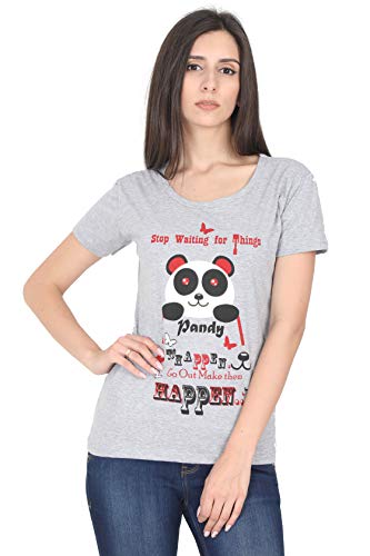Image of FLEXIMAA Women's Cotton Printed Round Neck Half Sleeve T-Shirt