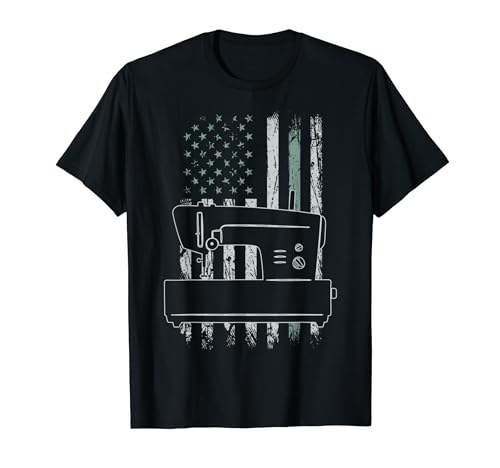 The Sewing USA Flag Retro Máquina de coser para hombre Camiseta