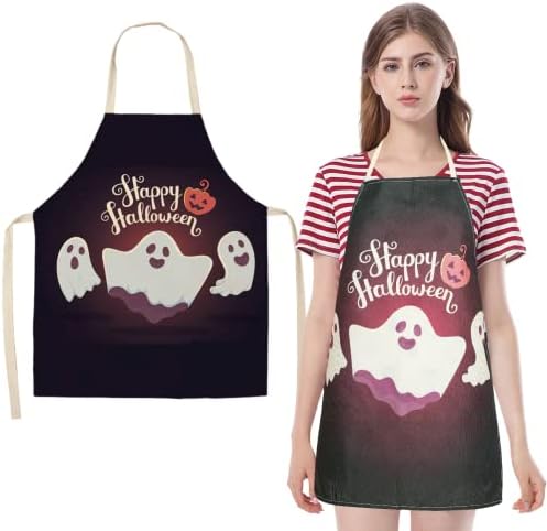 Crethink Aprons for Women & Men, Waterproof BBQ Aprons, Halloween Kitchen Cooking Chef Kitchen Gifts for Mom Wife Dad Husband Girls