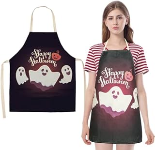 Crethink Aprons for Women & Men, Waterproof BBQ Aprons, Halloween Kitchen Cooking Chef Kitchen Gifts for Mom Wife Dad Husband Girls