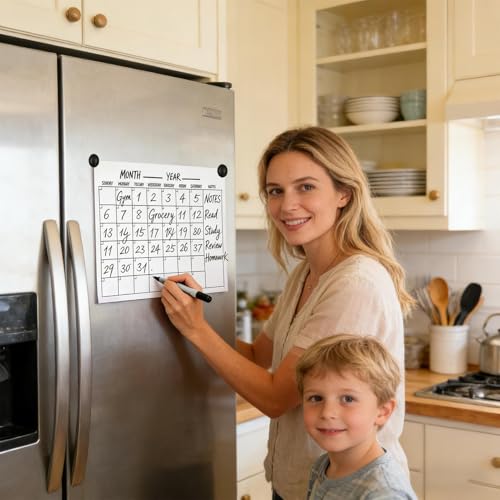 Calendario de pared con juego de 12 hojas de cinta doble cara e imán 3