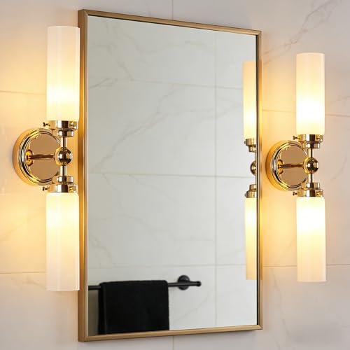 Spherical Steel Sconce, Modern Silhouette, Steel Construction, Spherical Detail, Bathroom Sconce, 5" Dia x 20.6" H (Brass) by Generic - Image 6