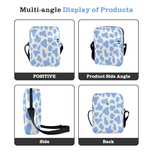 messenger bags for women Crossbody Bags For Women Shoulder Handbags Adjustable Strap for School School- Cow Prints Blue Pastel4