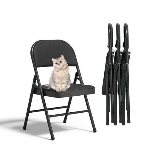 SHGJ&SOFT Set of 4 Folding Chairs with Padded Seats and
