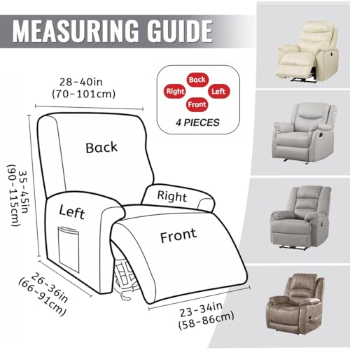 Abzdung Copripoltrona Relax Reclinabile Universale, Jacquard Fodere Poltrona Relax Elasticizzato Copripoltrona 1 Posto Con Tasca Copripoltrona Reclinabile Fodere Per Poltrone Rimovibile(C) - 3