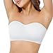 Cavotor Supportive Strapless Bandeau Bra Non-Slip Stay Up Padded (181-White,M)