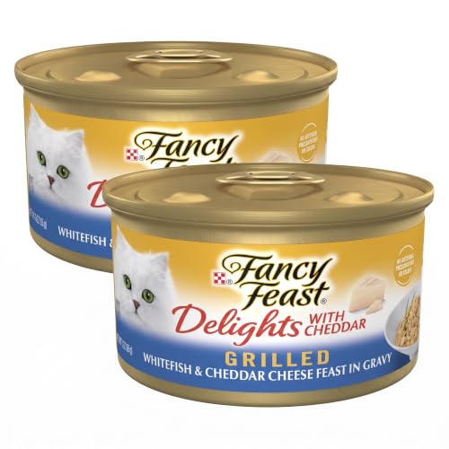 Fancy Feast Purina Delights with Cheddar Grilled Whitefish and Cheddar Feast in Wet Cat Food Gravy Cat Food - 3 oz. Cans (Pack of 48) - image 1