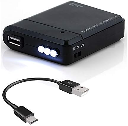 Success4Sport Volt Plus TECH Portable AA Battery Travel Charger Compatible with Samsung Galaxy Tab S7/S7+/S6/Lite/S5e/Plus with LED Light! (Takes 4 AA Batteries,USB Type-C) [Black]