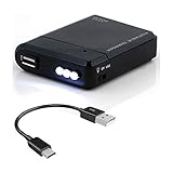 Works Portable AA Battery Travel Charger for Dell XPS 13 L421X and Emergency Re-Charger with LED Light! (Takes 4 AA Batteries,USB-C) [Black]