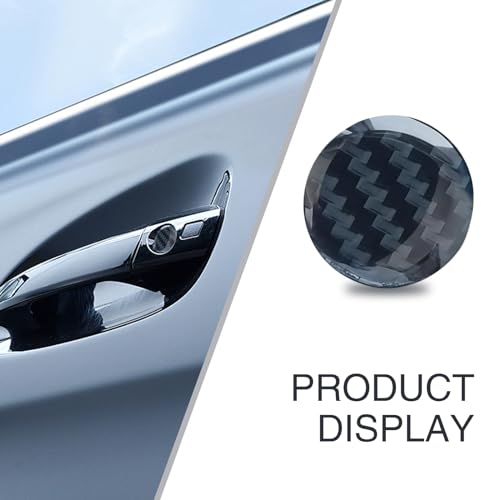 dawfall 4 PCS Car Door Handle Key Hole Sticker, 0.78\" Anti-Blocking Anti-Rust Door Lock Screw Protector, Perfect Hidden Key Socket Decal, Universal for Cars Door Entrance Guard (Carbon Fiber Black)