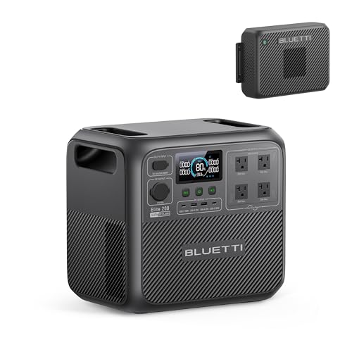 Image of BLUETTI Elite 200 V2 Portable Power Station & Charger 2 (Ships Separately), 2073.6Wh LFP Backup, 4 AC Outlets (3900W Peak), 2.4 H Full Charge via Car, Perfect for Camping, Off-grid, and Power Outages