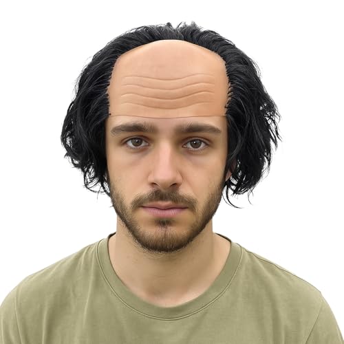 AYNKH Adulto Parrucca Calva Uomo Divertente Cosplay Costumi, Accessori per Festa Halloween Fiesta Props, Medici e Infermieri, Professore Pazzo, Costume da Stregone