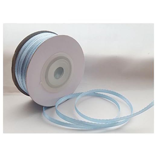 Ribboncraft Único Rollo de Color Azul Doble Cara Cinta de Raso 3 mm, 10 mm, 16 mm, 25 mm Anchos, (3 mm x 50 m)