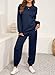 SHEWIN Two Piece Outfits Sweatshirt Sweatsuit for Women Matching Set Women Clothing Crewneck Knit Textured Sweatshirt Pullover Tracksuit 2024 Fall Fashion Women Clthes Navy Blue S