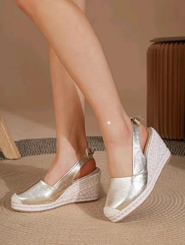 Image of Womens Fashionable Espadrille Wedge Sandals - Closed Toe Bandage Design with Adjustable Slingback - Stylish Platform Summer Shoes TDLJ26