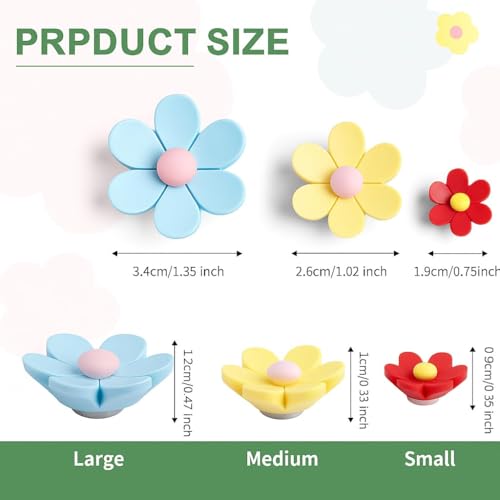 Image of LUVINA 3D Flower Magnets for Fridge, Strong Refrigerator Magnet, Colorful Adorable Decorations for Office, Kitchen Decor, Cute Desk Accessories, (Pack of 12, Flower- Small*4+ Medium*4+ Large*4)