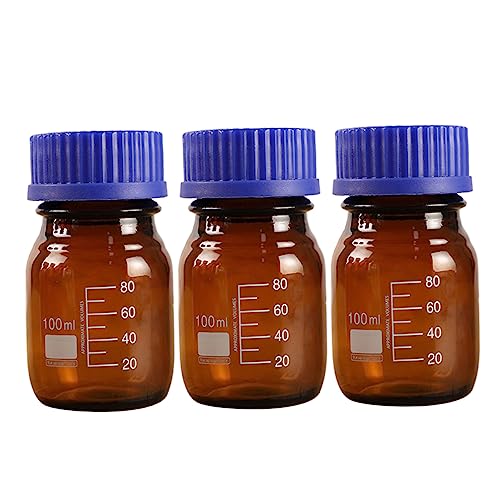 KICHOUSE 3Pcs Glass Reagent Bottles Chemical Sample Sealing Containers for Essential Oils and Laboratory Use Secure Storage with Strong Resistance to Breakage