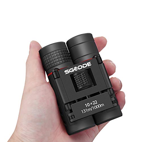 Prismáticos 10x22,SGODDE Binoculares para Niños,Impermeable,Anti-golpes Prismáticos Binoculares Plegable,Mini Prismáticos Portátiles de HD de Alta,para Niños/Adultos/Birding/Viaje/Navidad Regalo Negro
