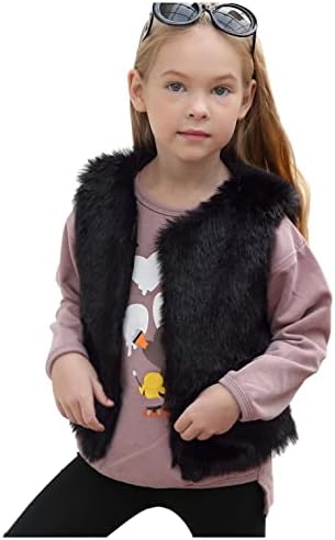 Kids Faux Fur Vest for Toddler Girl Winter Villus Fleece Coat Outwear Thick Warm Waistcoat Outerwear Cardigan Tops Leopard Print Clothes
