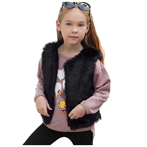 Kids Faux Fur Vest For Toddler Girl Winter Villus Fleece Coat Outwear Thick Warm Waistcoat Outerwear Cardigan Tops Leopard Print Clothes #TOP1
