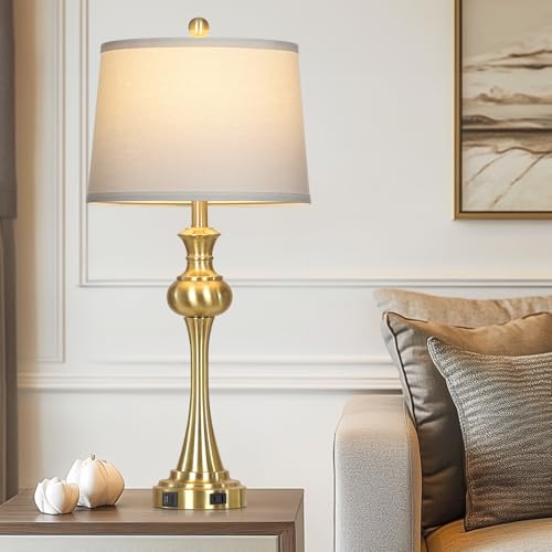 CINSARY Gold Table Lamps Set of 2, 29" Bedside Lamps for with USB C+A by CINSARY - Used condition - Image 4