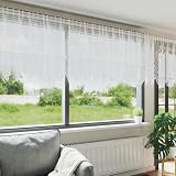 vidaXL Tenda in Pizzo con Tende Bianco 100 x 1200 cm Poliestere, Tende per Soggiorno, rettangolari, in Pizzo Moderno, oscuranti, Eleganti trattamenti per finestre