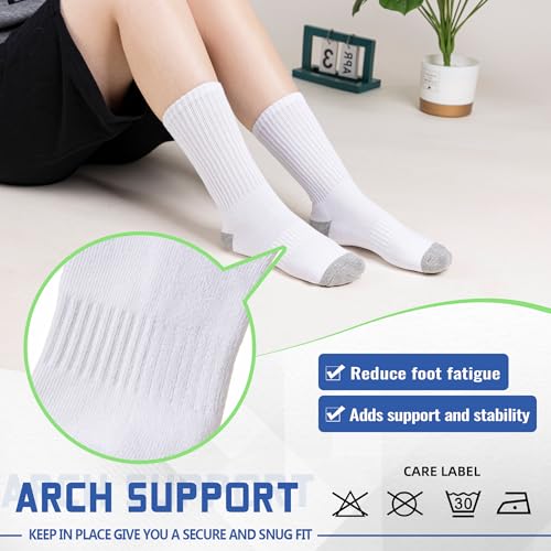 Image of SeeyAN Kids Socks Boys Crew Athletic Half Cushioned Cotton Sport Running Breathable Socks 6 Pairs