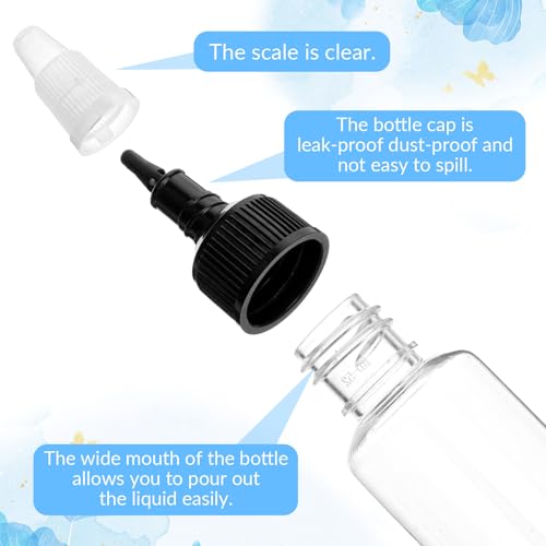 FdcZeyxior 10PCS 1oz Plastic Small Squeeze Bottles with Twist Cap Clear Dispensing Bottles Extruded Liquid Bottle Empty Squirt Bottle for Laboratory, Tattoo Ink, Pigment, Sauce and Crafts