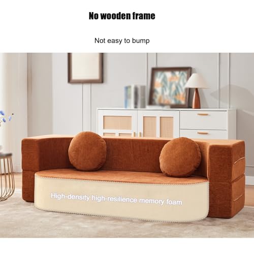 Sofá plegable de compresión naranja de 150x60 cm para el salón de casa 5