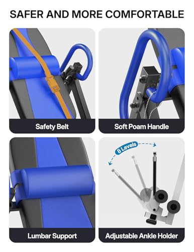 Image of YOLEO Gravity Inversion Table for Back Pain Relief 2026 New Inversion Table w /Lumbar Support Easy to Assemble Back Stretcher Machine 300 lbs