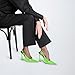 anteikira Women's Closed Toe High Spool Heel Buckle Slingback Pumps Patent Leather Stiletto Heels Fashion Wedding Party Evening Prom Heels for Women Lime Green Size7.5