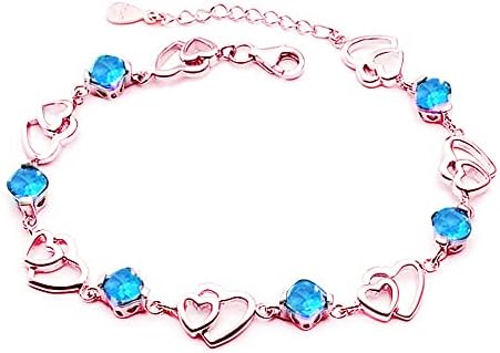 baobei silver Bracelets for women, crystal bracelets, rose gold bracelets, Sterling Silver bracelets, double heart Bracelets, blue zirconia Infinity Bracelets Gift For Girls, friendship bracelets