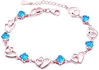baobei silver Bracelets for women, crystal bracelets, rose gold bracelets, Sterling Silver bracelets, double heart Bracelets, blue zirconia Infinity Bracelets Gift For Girls, friendship bracelets