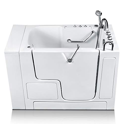 Energy Tubs Wheelchair Accessible Walk-in Bathtub 32 in. x 52 in. Luxury Whirlpool Massage and Faucet Set (White) (Right Drain)