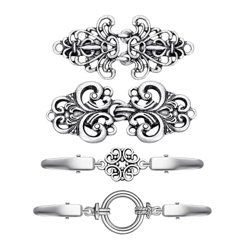 Mezrkuwr 4 Stück Vintage Cardigan Clips für Frauen Pullover Clips Antik Schal Clips Metall-Cardigan-Clip Strickjacke Clips Kette Kragen Clips Verschluss für Kragen