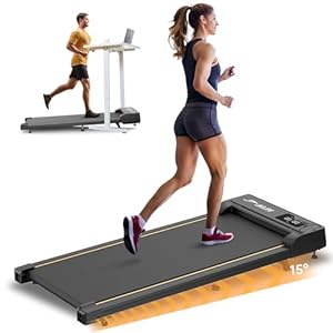 Laufband für Zuhause - Walking Pad mit 15° Neigung, 2.5 PS Motor & Gummiauflagen Dämpfung, 1-6 Km/h, Fernbedienung, LED Display, Kompakt Platzsparend, 120kg Tragfähigkeit