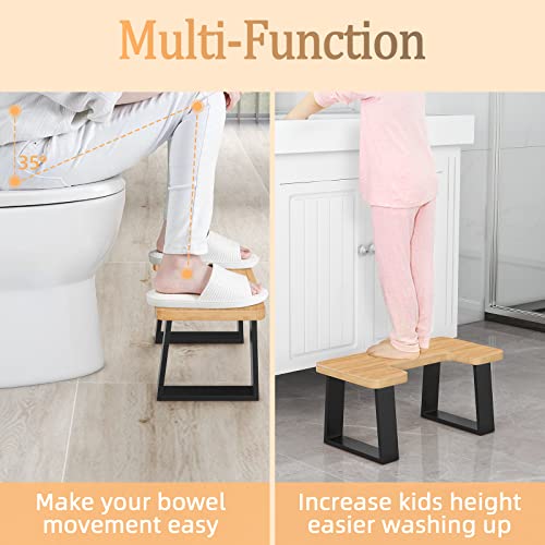 Votzaaq Toilet Stool- 7.8'' Upgraded Wooden With Metal Poop Stool, Black Toilet Stool Squat Adult With Non-Slip Pads, Suitable For Everyone #TOP5